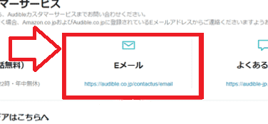 AudibleカスタマーサービスのEメールの解説画像